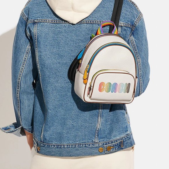 🌈 Coach Mini Court Backpack With Rainbow Coach - Picture 1 of 11